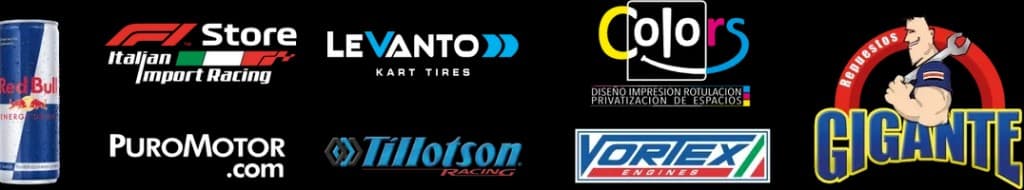 Patrocinadores oficiales: Red Bull, F1 Store, Levanto, Colors, Repuestos Gigante, Puro Motor, Tillotson y Vortex